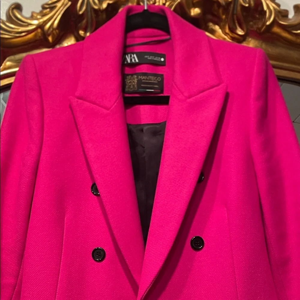 Vibrant Pink Double-Breasted Coat - Picture 5 of 5